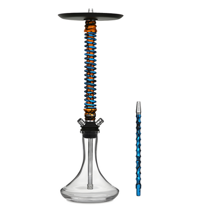 Mamay Customs Coilovers Hookah with Gold and Blue Splash Design, Stainless Steel and Aluminium
