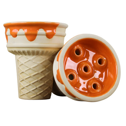 Front view of Werkbund Gelato Halloween Edition hookah bowl with pumpkin-coloured drip
