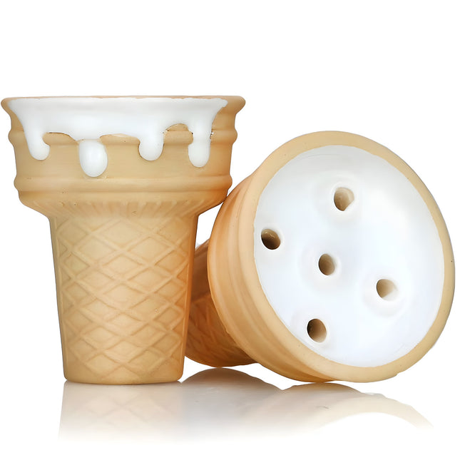 Front view of Werkbund Gelato hookah bowl in ice cream cone design
