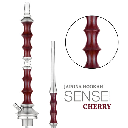 Detailed close-up of Japona Sensei Cherry hookah wood shaft
