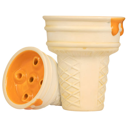 Side view of Werkbund Gelato Halloween Edition hookah bowl highlighting the ice cream cone texture
