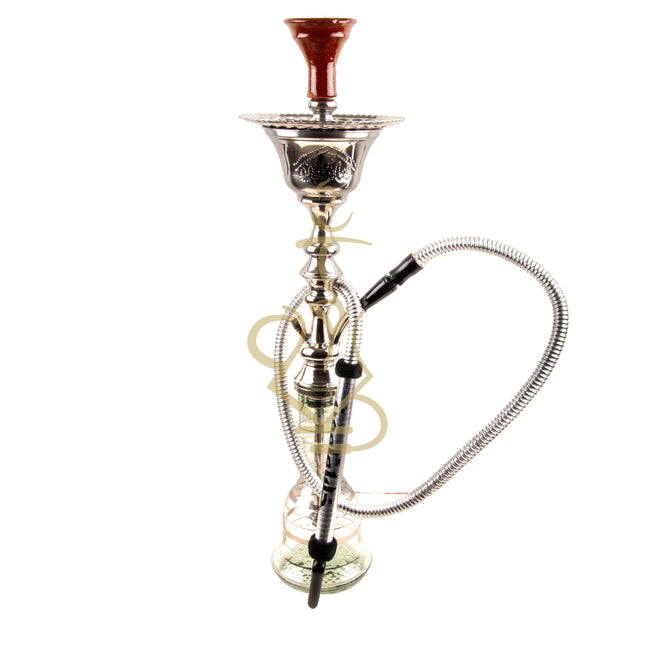 Close-up of Khalil Mamoon Ice Shareef Silver Hookah Tray and Stem