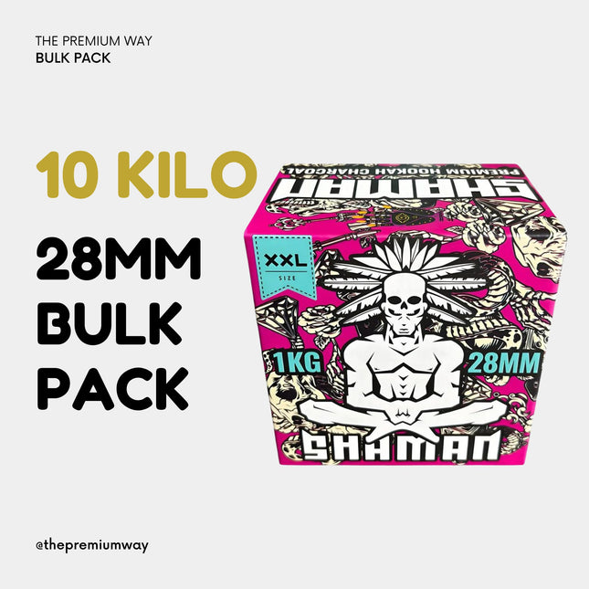 Shaman 28mm Charcoal - 10KG Bulk Pack for Premium Hookah Experience