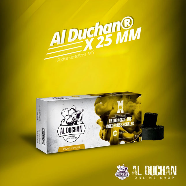 Al Duchan X Round HMD Shisha Charcoal Box with Yellow Background