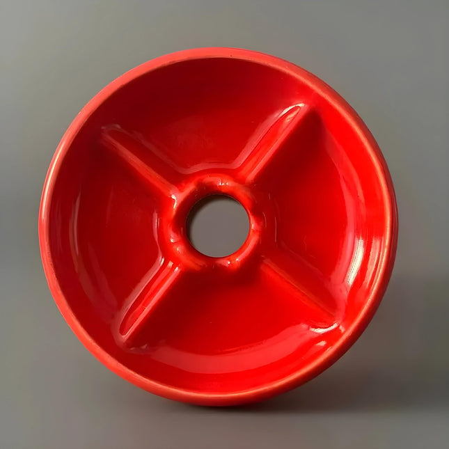 Detailed view of the bowl section of the Cosmo Mixology Phunnel Bowl in vibrant red