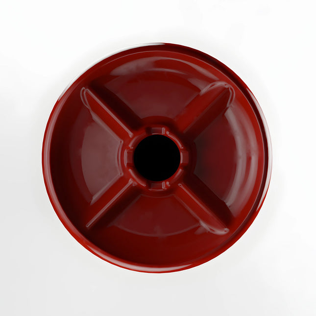 Close-up of the glaze finish on the Cosmo Mixology Phunnel Bowl in vibrant red