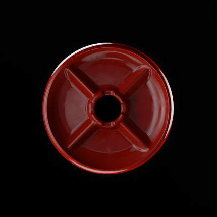 Top view of the Cosmo Mixology Phunnel Bowl in vibrant red showcasing its partitioned design