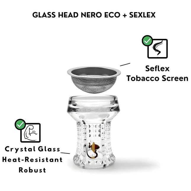 Dschinni Nero Crystal Glass Shisha Head Set