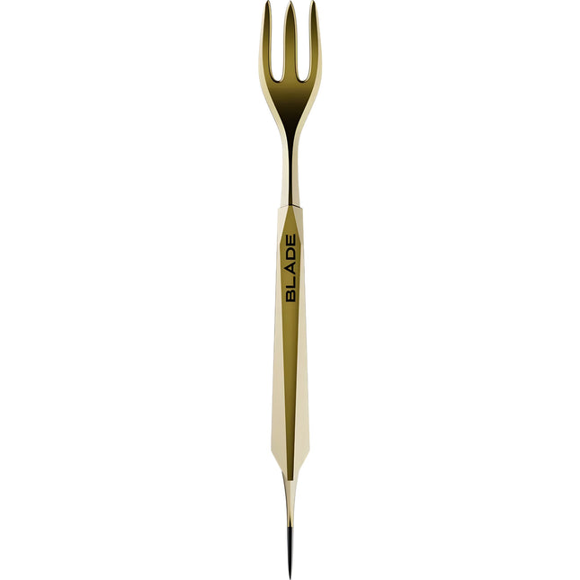 Angled View of Blade Hookah's Gold Fork Blade - Premium Shisha Tool