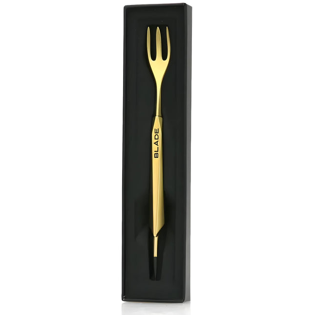 Elegant Black Packaging of Blade Hookah's Gold Fork Blade