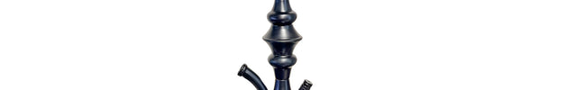 Angled view of the Khalil Mamoon Black Shareef 80cm Hookah, showing the detailed craftsmanship and design elements.