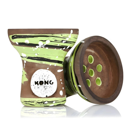 Kong Turkish Boy Green Hookah Bowl front view showcasing vibrant design and premium clay construction.