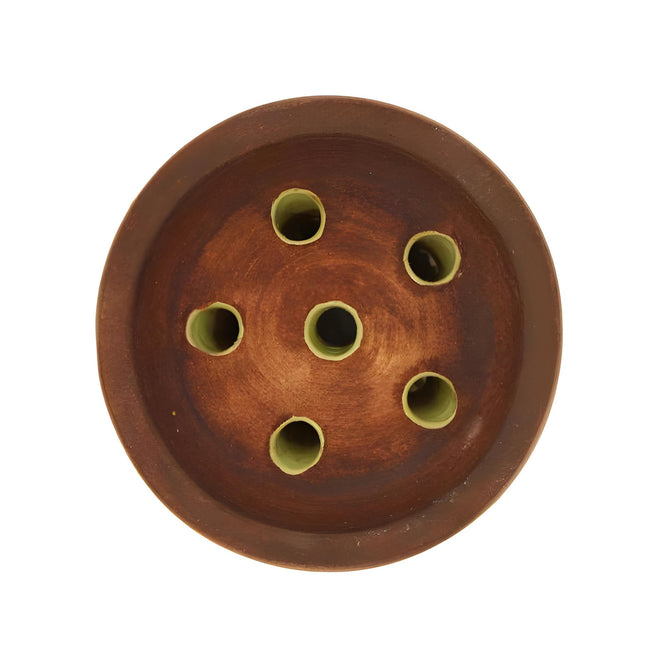 Top view of Kong Turkish Boy Green Hookah Bowl showing detailed design and multiple holes for optimal airflow.