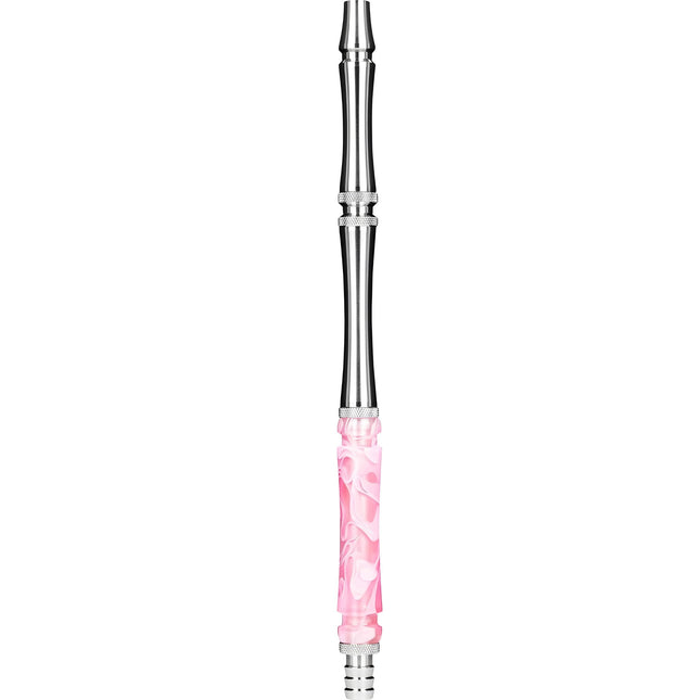 Full View of Moze Stainless Steel Hookah Mouthpiece in Wavy Pink - Premium Smoking Accessory by The Premium Way