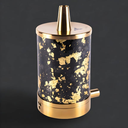VYRO One Carbon Forged Gold Travel Shisha - Image 2 showcasing premium design and portability